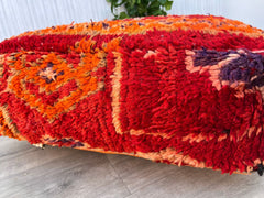 Moroccan Kilim Floor Cushion - Vintage Ottoman Pouf, Yoga Meditation Pillow, Outdoor Boho Decor, Colorful Berber Patterns (Cover Only)