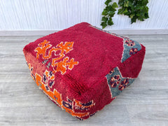Moroccan Holographic Pouf - Iridescent Kilim Patterns, 3D Illusion Design, Futuristic Boho Statement