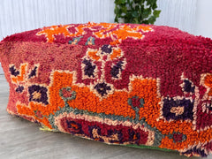 Moroccan Holographic Pouf - Iridescent Kilim Patterns, 3D Illusion Design, Futuristic Boho Statement