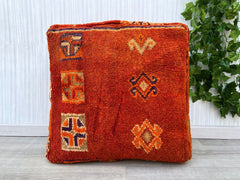 Authentic Moroccan Cushion – Vintage Kilim Pouf Cover, Boho Decor