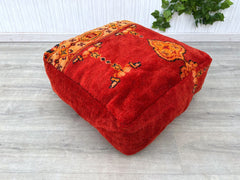 Authentic Moroccan Kilim Pouf – Vintage Floor Cushion for Any Space