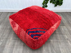 Moroccan-Scandi Pouf - Hygge-Inspired Wool Cushion, Muted Berber Patterns, Cozy Nordic-Boho Hybrid