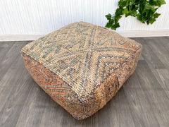 Orange Square Moroccan Pillows, Aka Cactus Silk Pillow - Authentic Moroccan Decor, Luxurious Home Accent