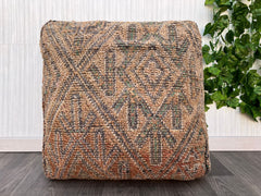 Orange Square Moroccan Pillows, Aka Cactus Silk Pillow - Authentic Moroccan Decor, Luxurious Home Accent