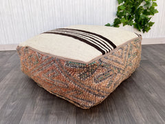 Orange Square Moroccan Pillows, Aka Cactus Silk Pillow - Authentic Moroccan Decor, Luxurious Home Accent