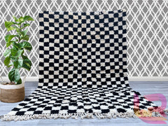 Custom Checkered Moroccan rug black and white Checkered rug , Morocco checker rug , checkerboard rug,beni ourain rug, carpet for living room