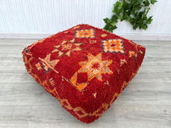 Boho Moroccan Floor Cushion – Unique Kilim Pouf Cover, Cozy Decor