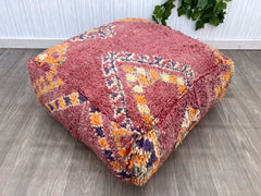 Moroccan Glass Pouf - Transparent Kilim-Inspired Acrylic, Modern Art Piece, Doubles as Side Table