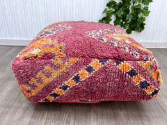 Moroccan Glass Pouf - Transparent Kilim-Inspired Acrylic, Modern Art Piece, Doubles as Side Table