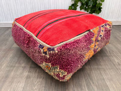 Moroccan Glass Pouf - Transparent Kilim-Inspired Acrylic, Modern Art Piece, Doubles as Side Table