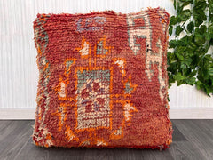 Vintage Moroccan Rug Pillow - Berber Kilim Cushion Cover, Handmade from Authentic Rugs, Bohemian Sofa Pillow, Unstuffed