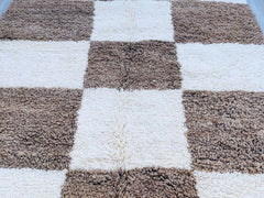 Handmade Brown Checkered Moroccan Rug