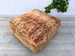 Moroccan leather pouf, Moroccan Ottoman pouf, moroccan pouffe , Moroccan vintage, leather pouf DARK BROWN
