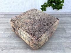Moroccan Pouf DIY Kit - Unfinished Leather + Tribal Stencils, Craft Your Own Boho Masterpiece