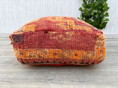 Moroccan Pouf Yoga Wheel Combo - Dual-Purpose Fitness + Relaxation, Compact Home Gym Essential