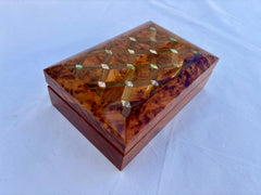 8"x5" inlaid wooden jewelry box Moroccan Thuya Wood Jewelry Box – A Timeless Treasure Chest, Gift Box Lockable.