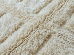 Ivory Moroccan Beni Ourain Rug Handmade Wool, Textured Berber Shag Carpet, Neutral Cream Modern Area Rug for Living Room