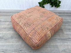 Moroccan Glam Pouf - Velvet & Kilim Mix, Art Deco Patterns, Hollywood Regency Meets Boho Chic