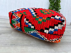 Moroccan Kilim Cushion Cover – Vintage Floor Pouf for Chic Spaces