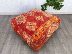 Moroccan Pouf Dog Bed - Orthopedic Memory Foam, Washable Kilim Cover, Boho-Chic Pet Sanctuary