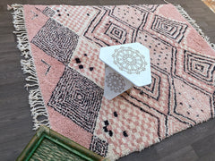 BERBER MOROCCAN RUG Custom Geometric Beni Ourain Rug - Scandinavian Area Pink Rug - Salmon Wool Carpet- Handmade Wool Rug Bohemian Diamond