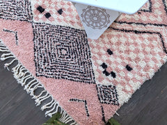 BERBER MOROCCAN RUG Custom Geometric Beni Ourain Rug - Scandinavian Area Pink Rug - Salmon Wool Carpet- Handmade Wool Rug Bohemian Diamond