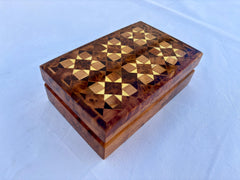 8"x5" Moroccan Thuya Wood Jewelry Box – Handmade Lockable Jewelry Organizer, Luxury Memory Box