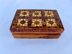 8"x5" Moroccan Thuya Wood Jewelry Box – Handmade Lockable Jewelry Organizer, Luxury Memory Box