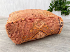 Moroccan Kilim Pouf, Floor Pouf, Vintage Moroccan Ottoman, BeniOurain Square Pouf,Meditation Cushion,Outdoor Red Kilim Pillow Cover