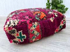 Cactus Silk Lumbar, Moroccan Cactus Silk Cushion, 20x40 Ethnic Lumbar Pillow, Red Abstract Lumbar, Bed Cushion Red, Bohemain Style Red