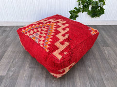 moroccan wool pouf , berber pouf, kilim pouf, boho pouf, 60 cm x 60 cm x 20 cm pouf