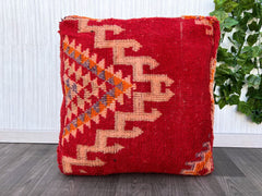 moroccan wool pouf , berber pouf, kilim pouf, boho pouf, 60 cm x 60 cm x 20 cm pouf