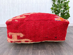 moroccan wool pouf , berber pouf, kilim pouf, boho pouf, 60 cm x 60 cm x 20 cm pouf