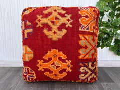 Berber Tribe Vintage Turkish Floor Pouf, Round Moroccan Cushion, Beni Ourain Pillow Throw Cushions, Kilim rug Style Relaxing Cushion Decor