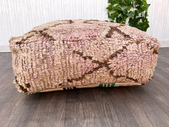 Boho Moroccan brown POUF with White Stitching, Leather Pouf, ottoman pouf, morrocan pouf, morocco pouf, ottoman unstuffed Moroccan ottoman
