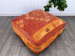 Moroccan Ottoman Outdoor Chair , 20X20X7 in Colorful Morocco Kilim Pouf, Floor Cushion, Square Bohemian Pouf, Furniture Moroccan Pouf