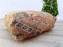 Colorful Moroccan pouf, Moroccan Foot Stool Ottoman, Yoga Meditation Cushion, Moroccan Handmade Pouf Wool, Outdoor Furniture Pouf, Vintage