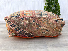 Colorful Moroccan pouf, Moroccan Foot Stool Ottoman, Yoga Meditation Cushion, Moroccan Handmade Pouf Wool, Outdoor Furniture Pouf, Vintage