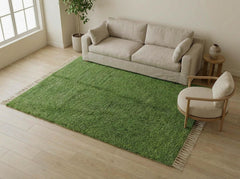 Green Beni Ourain Moroccan Rug – Handmade Berber Wool Carpet, Abstract Tribal Area Rug for Modern Boho Living Room