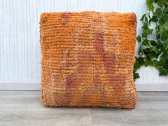 moroccan wool rug, berber rug, kilim pouf, 60 cm x 60 cm x 20 cm pouf