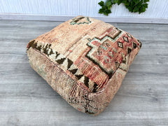 Moroccan Kilim Pouf, Floor Pouf, Vintage Moroccan Ottoman, Beni Ourain Square Pouf, Yoga Meditation Cushion, Outdoor Red Kilim Pillows