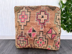 Moroccan POUF **50% OFF**,Handmade leather Pouf, Home boho decor-round, Moroccan Pouffe, Ottoman pouf,gift for her GIFT pouf size 20*20*12in