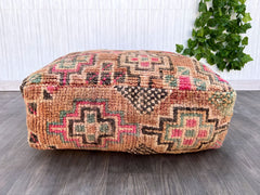 Moroccan POUF **50% OFF**,Handmade leather Pouf, Home boho decor-round, Moroccan Pouffe, Ottoman pouf,gift for her GIFT pouf size 20*20*12in