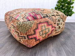 Moroccan POUF **50% OFF**,Handmade leather Pouf, Home boho decor-round, Moroccan Pouffe, Ottoman pouf,gift for her GIFT pouf size 20*20*12in