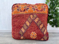 Moroccan Kilim Pouf, Floor Pouf, Vintage Moroccan Ottoman, Beni Ourain Square Pouf,Meditation Cushion,Outdoor Red Kilim Pillows