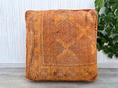 Moroccan floor pouf, Moroccan Foot Stool Ottoman, Yoga Meditation Cushion, Moroccan Handmade Pouf Wool, Beni Ourain Square Pouf