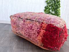 Vintage Moroccan Rug Pouf - Repurposed Kilim Ottoman, Eco-Friendly Floor Cushion, Unique Boho Decor, Handmade from Antique Rugs