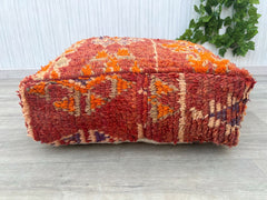 Moroccan Round Kilim Pouf, Colorful Floor cushion, Vintage Moroccan Ottoman, Meditation Cushion, Pouf Cover