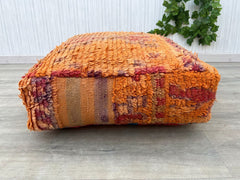 Set of 2 Moroccan Kilim Pouf, Blue Floor cushion, Vintage Morocco Ottoman pouf, Square Pouf, Meditation yoga cushion, Outdoor floor pillow
