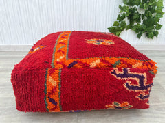 Unique, Moroccan Kilim Pouf, Floor Pouf, Vintage Moroccan Ottoman, Beni Ourain Square Pouf, Yoga Meditation Cushion, Outdoor Kilim Pillows